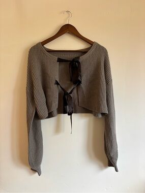 ROMWE Gray Ribbed Knit Sweater